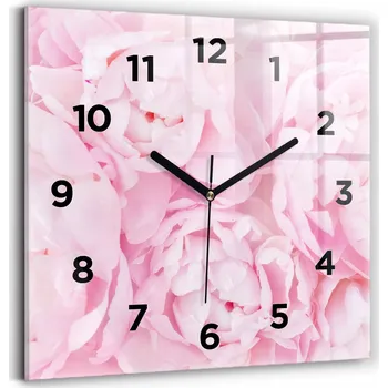 Hodiny Minimalistické Čtvercové Skleněné Hodiny Nástěnné Kvetoucí Květiny 30x30 cm