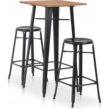 Jídelní set 3dílná barová souprava, ocel, černá