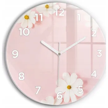 Hodiny Čtvercové Skleněné Hodiny Minimalistické Nástěnné Květiny Sedmikrásky průměr 30 cm