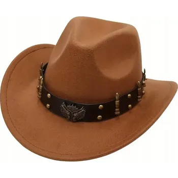 Klobouk Kovbojský klobouk western texas retro REVOLVERY NÁBOJE NÁBOJNICE NÝTY 57 cm