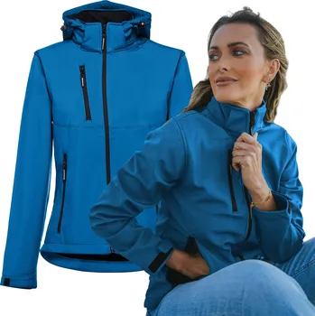 Moto bunda Dámská nepromokavá bunda SOFTSHELL s fleecem a kapuce, modrá, velikost S