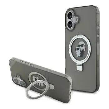 Pouzdro na mobilní telefon Karl Lagerfeld Ringstand Karl and Choupette MagSafe Zadní Kryt pro 16 Black