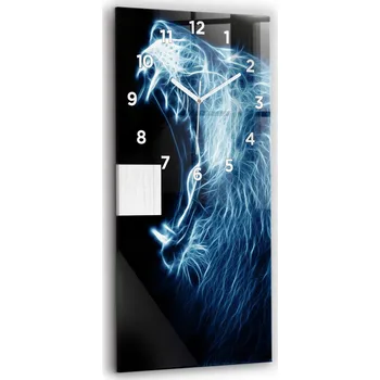 Hodiny Velké skleněné hodiny moderní tichý mechanismus Loft nástěnné Divoký lev 30x60