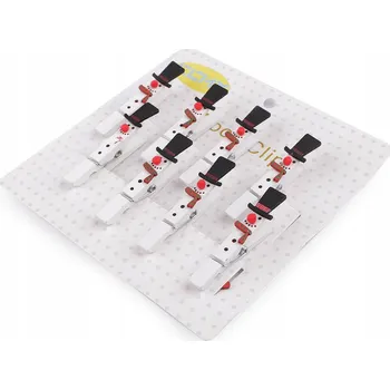 Vánoční dekorace Vánoční dřevěný kolíček sněhulák, sob Varianta: 2 bílá sněhulák, Balení: 8 ks