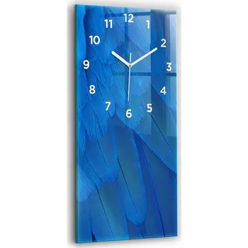 Hodiny Velké Skleněné Hodiny Stylové Tiché Nástěnné Loft Pírko ptáka 30x60