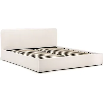 Postel Čalouněná postel NOKU 180x200 cm s roštem a úložným prostorem, bílá + vyzvednutí ZDARMA