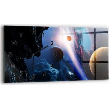 Hodiny Moderní skleněné hodiny s grafikou na zeď horizontální 60x30 cm Velká galaxie