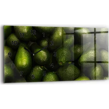 Hodiny Skleněné nástěnné hodiny do moderního interiéru S Potiskem Avokádo 60x30 cm