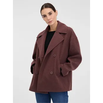 Dámský kabát Bordový dámský krátký kabát ORSAY Orsay černá | světle modrá | tmavě červená 3500243