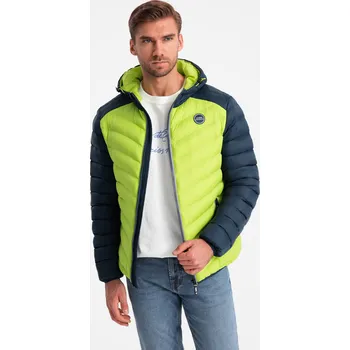 Pánská casual bunda Ombre Men's quilted nylon sports style jacket - lime green Ombre Other 2955818