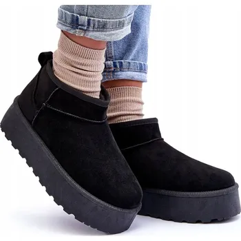 Dámská zimní obuv Zimní semišové boty na platformě černé 41