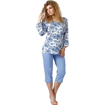 Dámské noční prádlo DÁMSKÉ PYŽAMO GRACE 1114 bílá/modrá 2XL