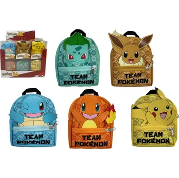 Dětský batoh Mini batoh/batůžek Pokémon látka 9x11cm 5 barev v plastové krabičce 24ks v boxu
