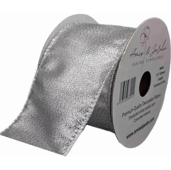 Stuha Stuha organzová s drátkem stříbrná vánoční 9.1 m