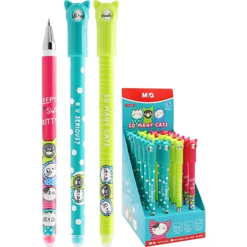Pero gelové /gumovací M&G iErase So Many Cats Pencil 0,7 mm - modrá náplň
