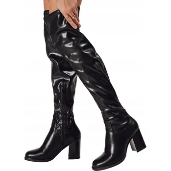 Dámské kozačky DStreet dámské kozačky nad koleno na sloupku, velikost 38