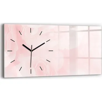 Hodiny Moderní skleněné nástěnné hodiny s potiskem horizontální 60x30 cm Kvetoucí růže