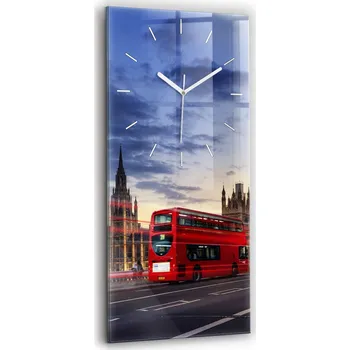 Hodiny Vertikální Skleněné Hodiny Tiché Bez Hlučnosti Nástěnné Červený Londýnský Autobus