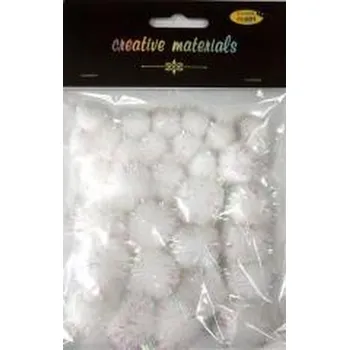 Set školních potřeb Pompony glitter białe 15x25mm 30szt