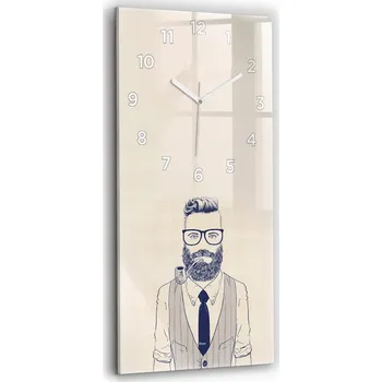 Hodiny Skleněné nástěnné hodiny Tiché ručičky Kuchyně Muž s vousy 30x60