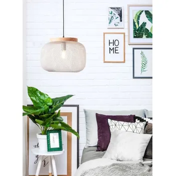 Dětské svítidlo Brilliant 99111/40 Závěsné svítidlo GIADA šedé + DŘEVO průměr 40cm