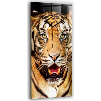 Hodiny Velké Skleněné Nástěnné Hodiny Dekorativní Tygr – divoký pohled 30x60
