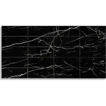 Obklad 3D PVC obkladový panel "Travertin" - černý podklad, bílý mramor