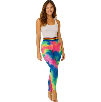 Dámské legíny NOVINKA-jógové legíny se vzorem plástve batikované-vícebarevné