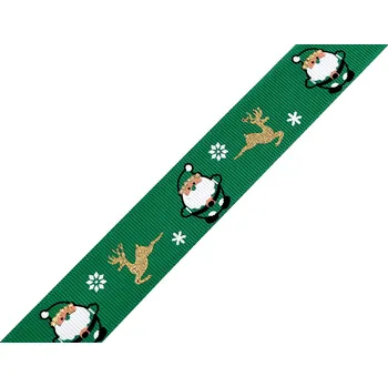 Stuha Vánoční rypsová stuha s glitry šíře 25 mm, střední, 2 zelená