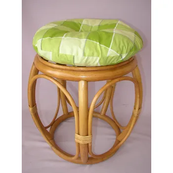 Nábytek Axin Trading s.r.o. Ratanová taburetka široká medová polstr vínový motiv