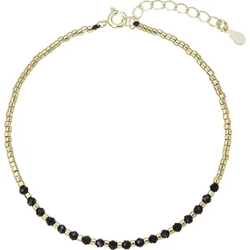 Náramek EVOLUTION GROUP CZ Pozlacený stříbrný náramek s černými spinely - 13112.3