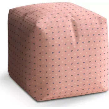 Taburet Sablio Taburet Cube Srdíčka na růžové: 40x40x40 cm