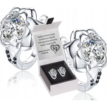 Náušnice STŘÍBRNÉ NÁUŠNICE ČERNÉ RŮŽE PRO DÍVKU GRAVÍROVÁNÍ