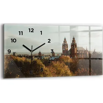 Hodiny Nástěnné horizontální skleněné hodiny s motivem Galerie umění v Glasgow 60x30 cm