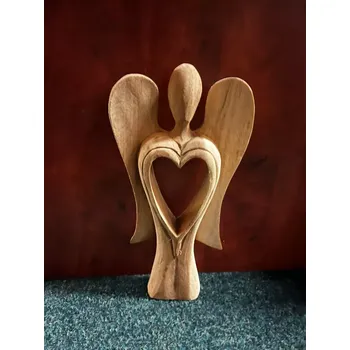 Anděl ze dřeva srdce 25 cm dřevo