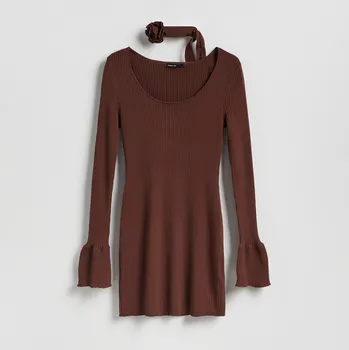 Dámské šaty Reserved - Šaty s viskózou - hnědá - 480HH-88X - 480HH-88X-L