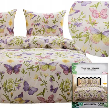 Povlečení Povlečení 200x220 cm 3dílná sada povlaků 70x80 cm saténové Maria motýli