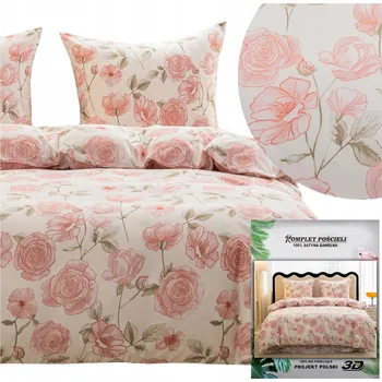 Povlečení Povlečení 200x220 3dílná sada povlečení 70x80 saténové Maria květiny