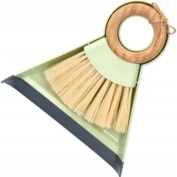 Sada ruční smeták s bambusovou lopatkou na smetí - Zelená