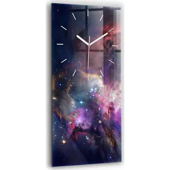 Hodiny Nástěnné skleněné hodiny do moderního interiéru Galaxie a hvězdy 30x60 cm
