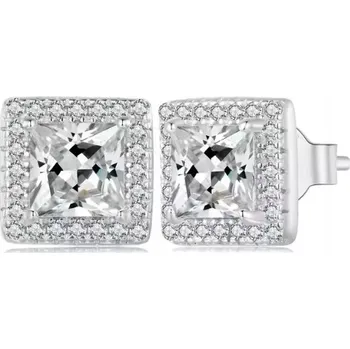 Náušnice Výjimečné náušnice zirkony platina čtverce čtverečky stříbro 925