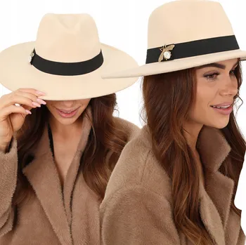 Dámské oblečení KLOBOUK PODZIMNÍ ZIMNÍ KLASICKÝ ELEGANTNÍ DÁMSKÝ BÉŽOVÝ ECRU 2434