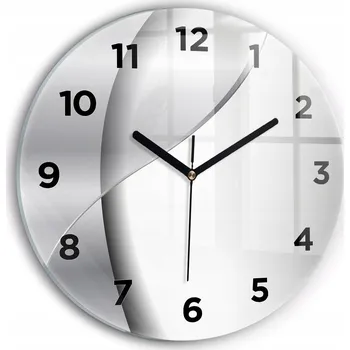 Hodiny Ozdobné nástěnné hodiny s krásnou grafikou Stříbrná abstrakce kulatý průměr 30 cm