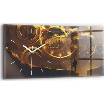 Hodiny Moderní skleněné nástěnné hodiny s potiskem 60 cm x 30 cm Čas – Strojek