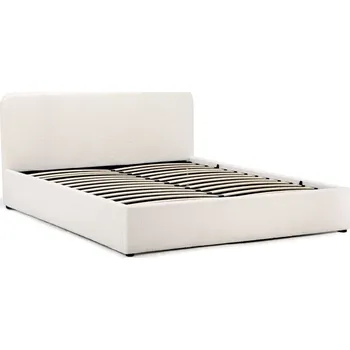 Postel Čalouněná postel NOKU 160x200 cm s roštem a úložným prostorem, bílá + vyzvednutí ZDARMA