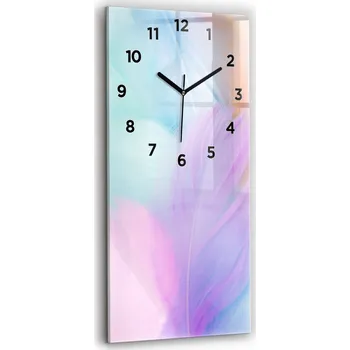Hodiny Vertikální skleněné nástěnné hodiny se stylovým potiskem Barevná pírka 30x60 cm
