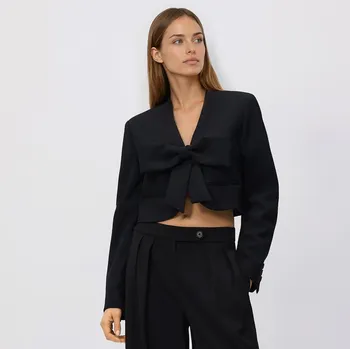 Dámské sako Reserved - Krátké sako s mašlí - černý - 616HJ-99X - 616HJ-99X-XXL