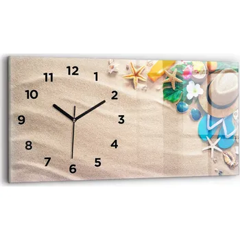 Hodiny Moderní skleněné nástěnné hodiny s potiskem 60x30 cm - Dovolenkové motivy