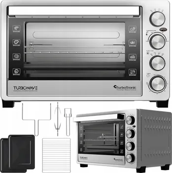Mini trouba ELEKTRICKÁ TROUBA 38L HORKOVZDUCH+OTOČNÝ ROŠT+GRILL 2000W INOX NEREZOVÁ OCEL