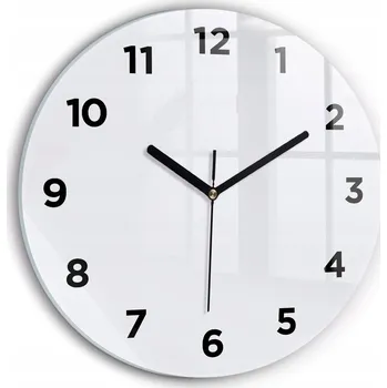 Hodiny Moderní Skleněné Foto Hodiny Nástěnné Tichý Mechanismus Bílé Kulatý Průměr 30 cm